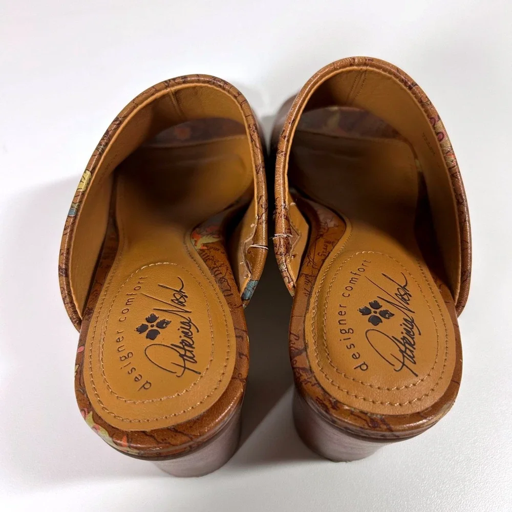 Patricia Nash Ottavia Floral Map Italian Leather Mules Block heel size 7.5 - Picture 7 of 9